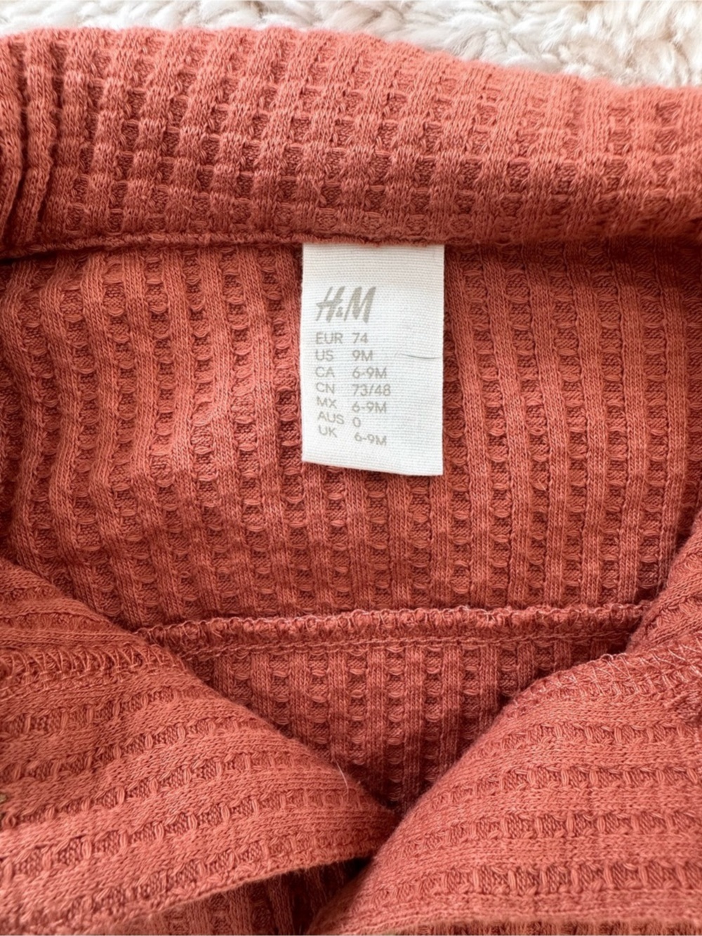 H&M 6-9month Ribbed Button Front Top - Picture 2 of 3